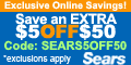 Online Only: Save EXTRA $5 off $50 w/ code SEARS5OFF50 at cart