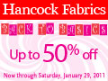 Up to 50% Off Hancock Fabrics Back to Basics Sale